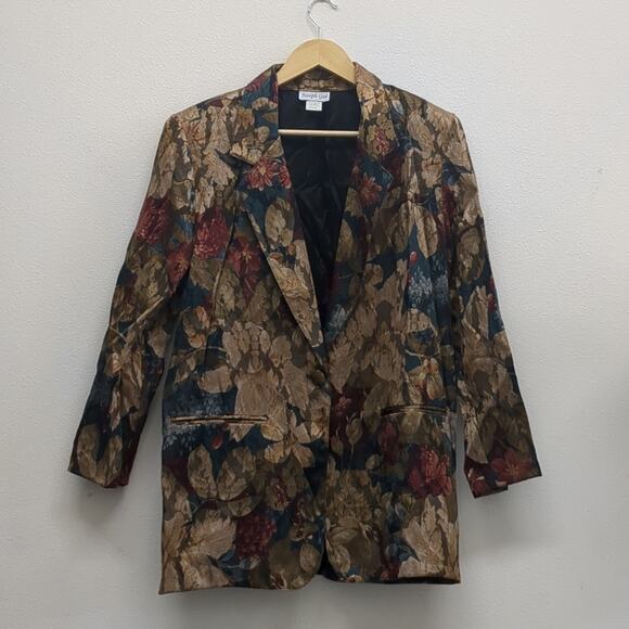 Joseph Gee brown vintage floral blazer size M - Picture 1 of 6